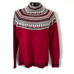 Neve Red Fair Isle Merino/Angora Mock neck Sweater
